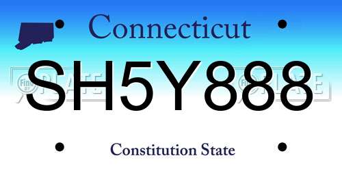SH5Y888 Connecticut License Plate