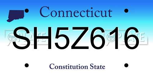 SH5Z616 Connecticut License Plate
