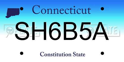 SH6B5A Connecticut License Plate