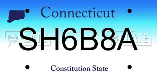 SH6B8A Connecticut License Plate
