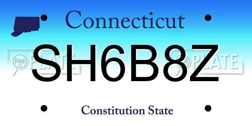 SH6B8Z Connecticut License Plate