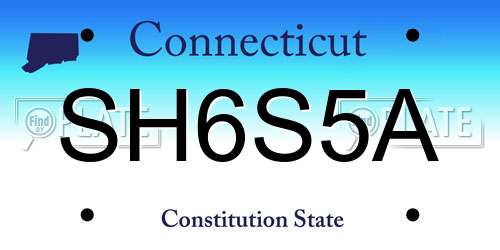 SH6S5A Connecticut License Plate