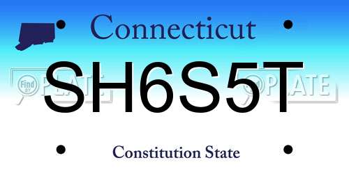 SH6S5T Connecticut License Plate