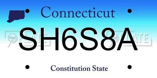 SH6S8A Connecticut License Plate