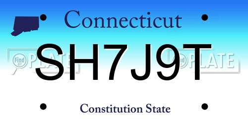 SH7J9T Connecticut License Plate