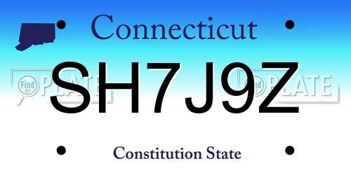 SH7J9Z Connecticut License Plate