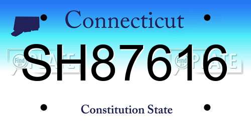 SH87616 Connecticut License Plate