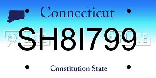 SH8I799 Connecticut License Plate
