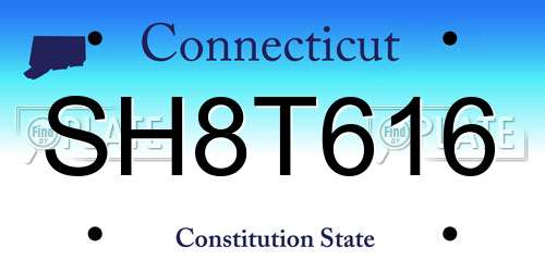 SH8T616 Connecticut License Plate