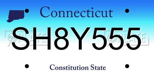SH8Y555 Connecticut License Plate