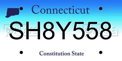SH8Y558 Connecticut License Plate