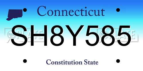 SH8Y585 Connecticut License Plate