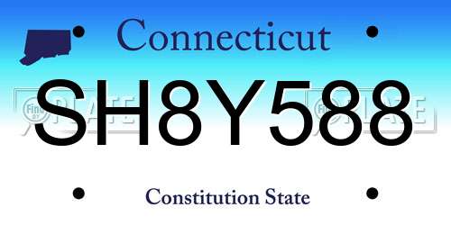 SH8Y588 Connecticut License Plate