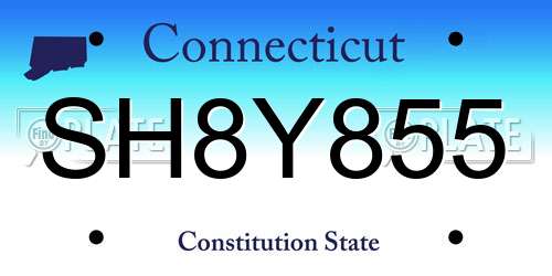 SH8Y855 Connecticut License Plate