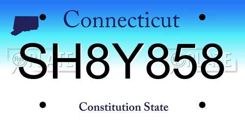 SH8Y858 Connecticut License Plate