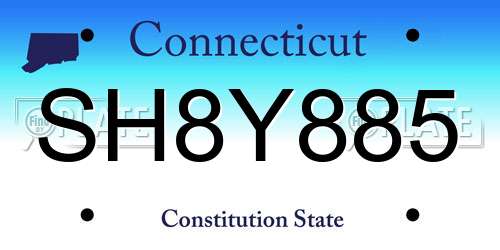 SH8Y885 Connecticut License Plate