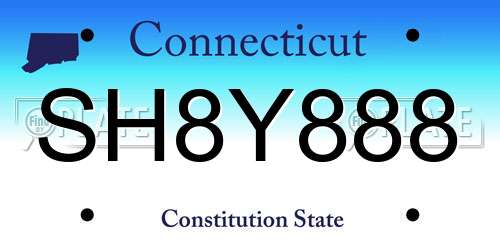 SH8Y888 Connecticut License Plate