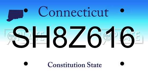 SH8Z616 Connecticut License Plate
