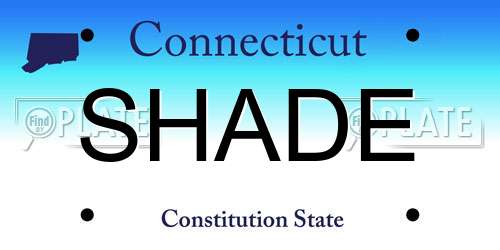 SHADE Connecticut License Plate
