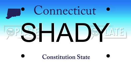 SHADY Connecticut License Plate