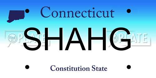 SHAHG Connecticut License Plate