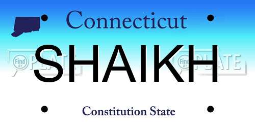 SHAIKH Connecticut License Plate