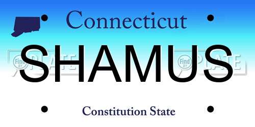 SHAMUS Connecticut License Plate