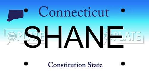 SHANE Connecticut License Plate