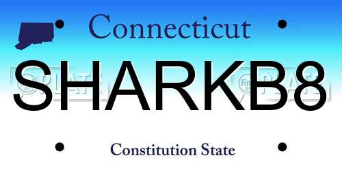 SHARKB8 Connecticut License Plate