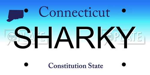SHARKY Connecticut License Plate