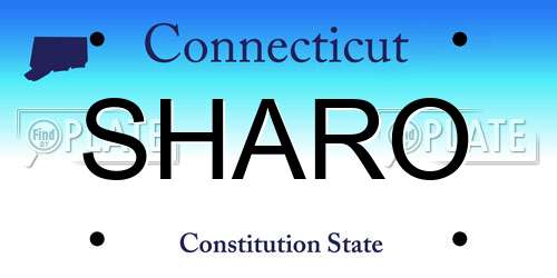 SHARO Connecticut License Plate