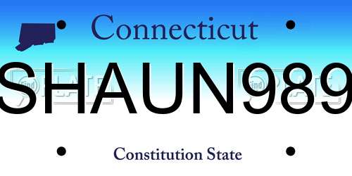 SHAUN989 Connecticut License Plate