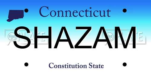 SHAZAM Connecticut License Plate