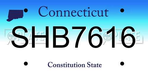 SHB7616 Connecticut License Plate
