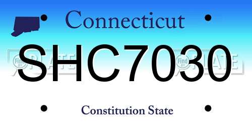 SHC7030 Connecticut License Plate