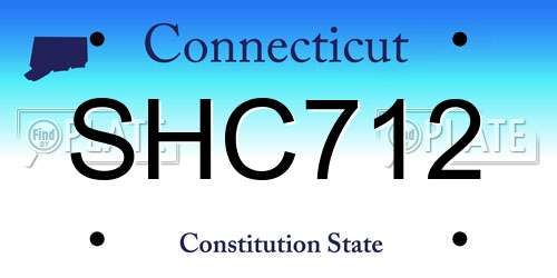 SHC712 Connecticut License Plate