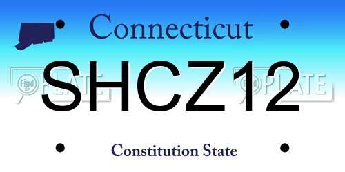 SHCZ12 Connecticut License Plate