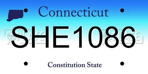 SHE1086 Connecticut License Plate