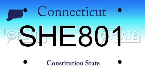 SHE801 Connecticut License Plate