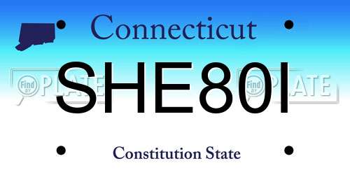 SHE80I Connecticut License Plate