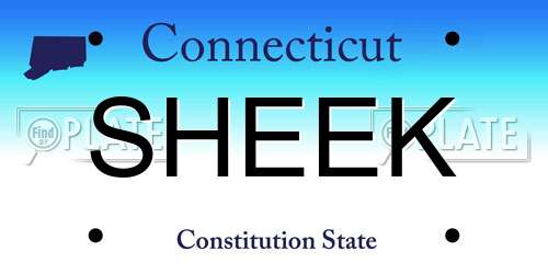 SHEEK Connecticut License Plate