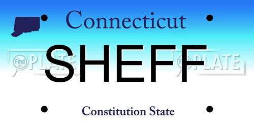 SHEFF Connecticut License Plate