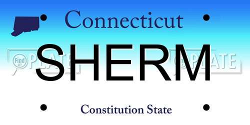SHERM Connecticut License Plate
