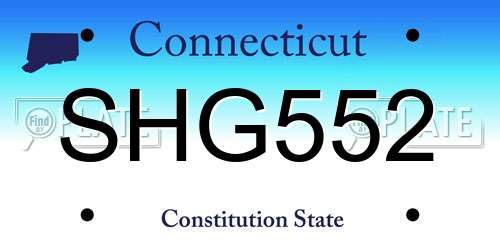 SHG552 Connecticut License Plate