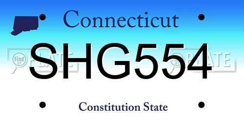 SHG554 Connecticut License Plate