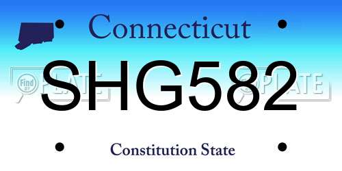 SHG582 Connecticut License Plate