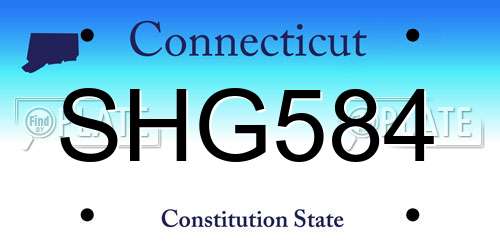 SHG584 Connecticut License Plate