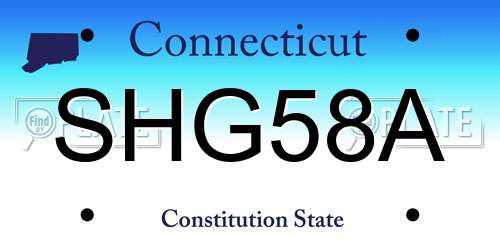 SHG58A Connecticut License Plate