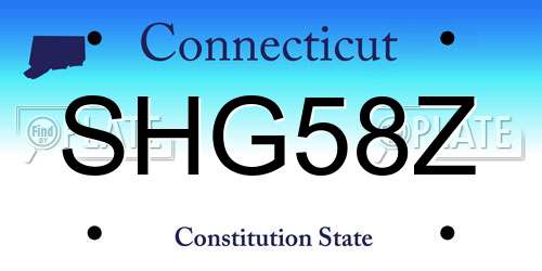 SHG58Z Connecticut License Plate