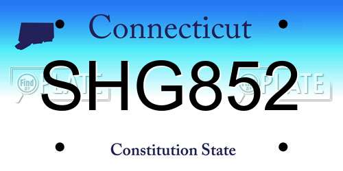 SHG852 Connecticut License Plate